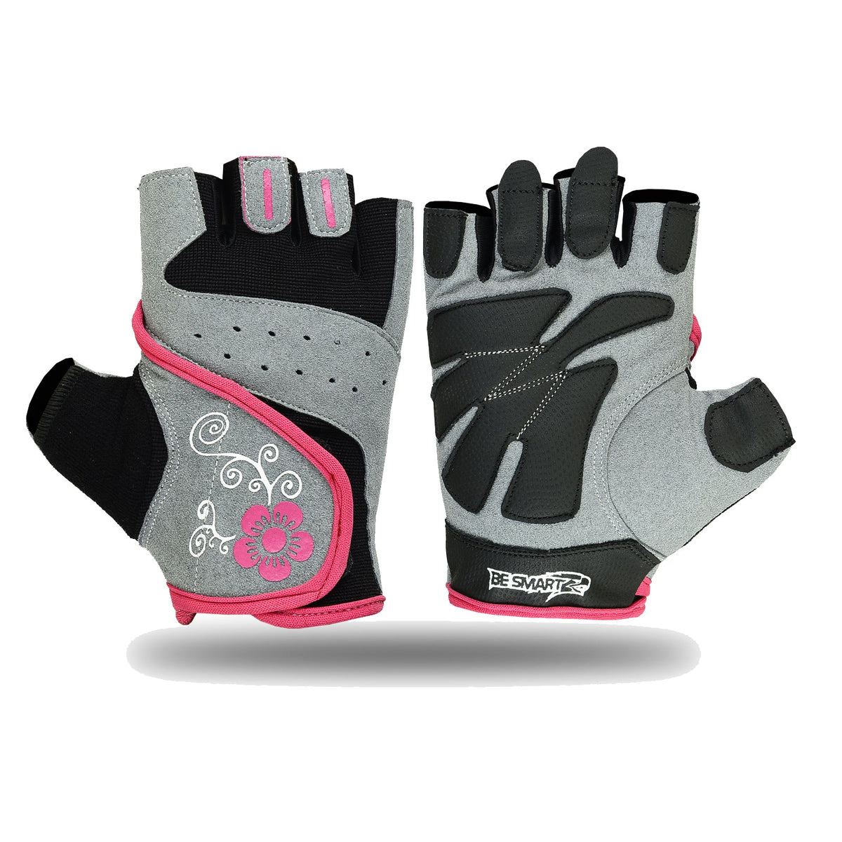 Women’s Padded Gym Gloves – Grey &  Pink