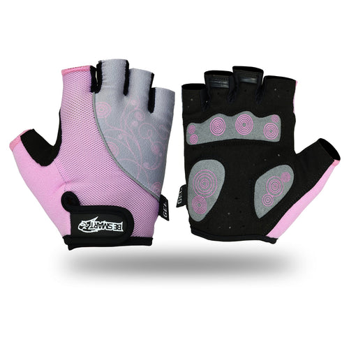 Women’s Padded Gym Gloves – Pink & Grey