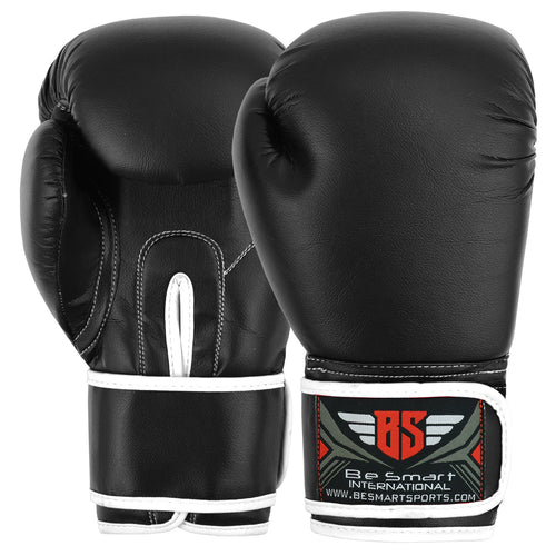 Black Boxing Training Gloves with White Trim