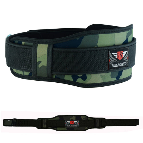 Be Smart Green Camo Weightlifting Belt with Padded Back