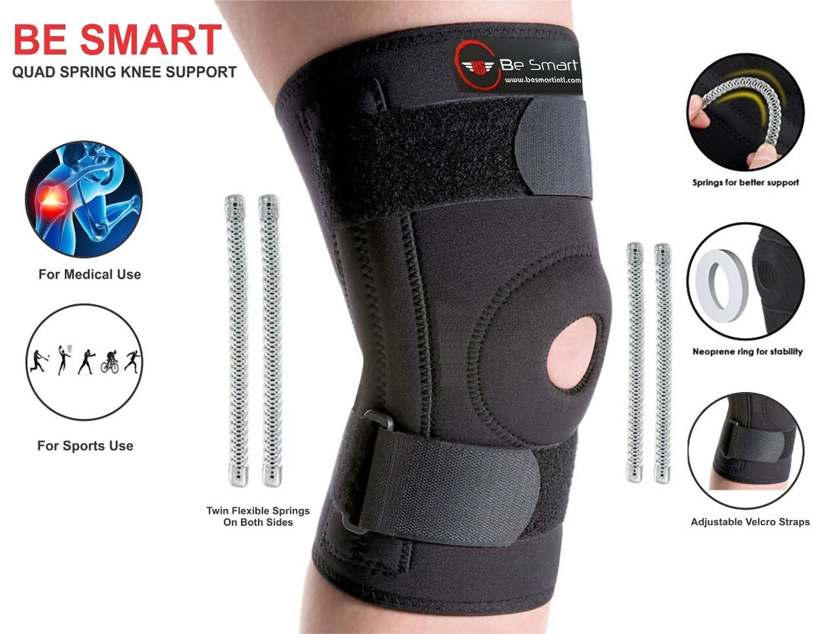 Be Smart Adjustable Neoprene Knee Brace with Side Stabilizers & Open Patella Support