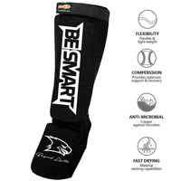 Be Smart MMA Shin Guards with Instep Protection Muay Thai & Kickboxing Shin Pads