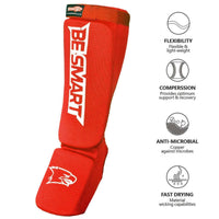 Be Smart MMA Shin Guards with Instep Protection Muay Thai & Kickboxing Shin Pads