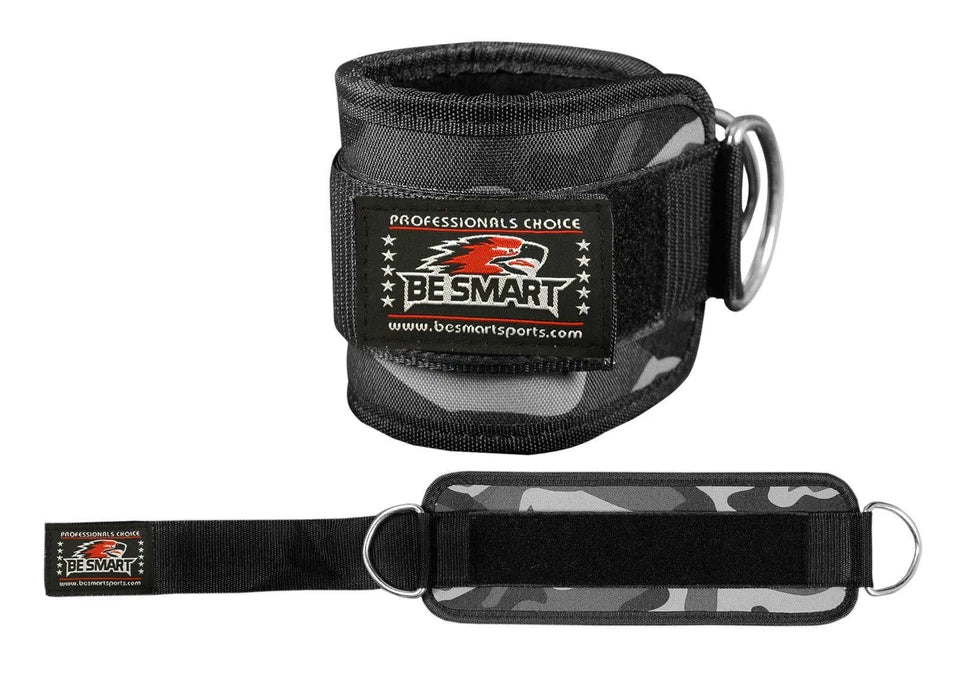 Be Smart Ankle Straps for Cable Machine – Padded D-Ring Gym Attachments