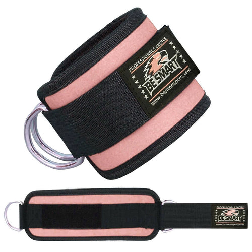 Be Smart Ankle Straps for Cable Machine – Padded D-Ring Gym Attachments