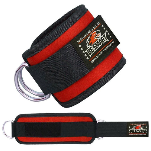 Be Smart Ankle Straps for Cable Machine – Padded D-Ring Gym Attachments