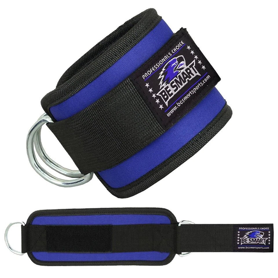Be Smart Ankle Straps for Cable Machine – Padded D-Ring Gym Attachments