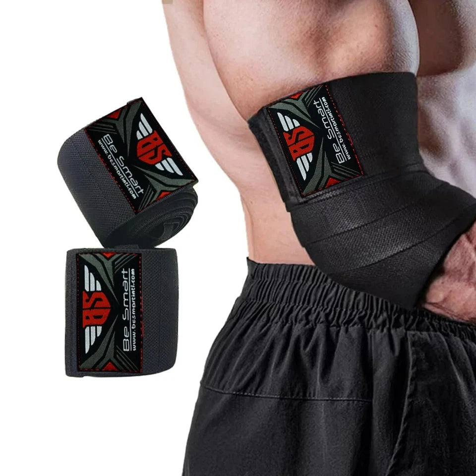 Be Smart Heavy Duty Elbow Wraps for Weightlifting, Powerlifting & Gym Training – Pair