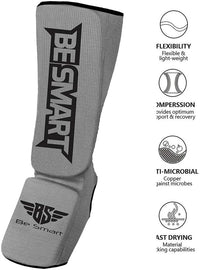 Be Smart MMA Shin Guards with Instep Protection Muay Thai & Kickboxing Shin Pads