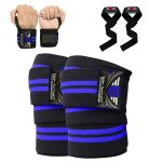 Knee wraps 3 pack set knee wrap + wrist wrap + bar strap