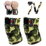 Knee wraps 3 pack set knee wrap + wrist wrap + bar strap